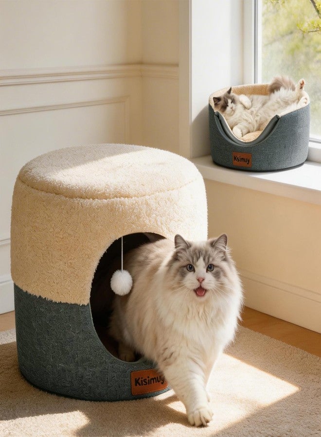 KISIMUY 2-in-1 Foldable Cat Bed for Indoor Cats, Cat Cave & Sofa Bed - Image 1