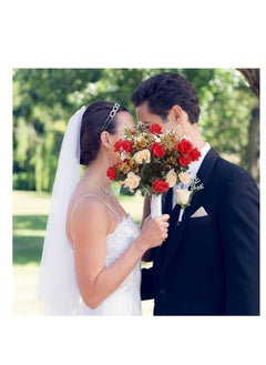 Excefore Artificial Flowers Rose, Artificial Flowers Outdoor UV Resistant Plants Faux Plastic Greenery Shrubs Indoor Outside Hanging Planter for Home Wedding Office Table Decoration Gift Red (3 Bundles)  - Image 5