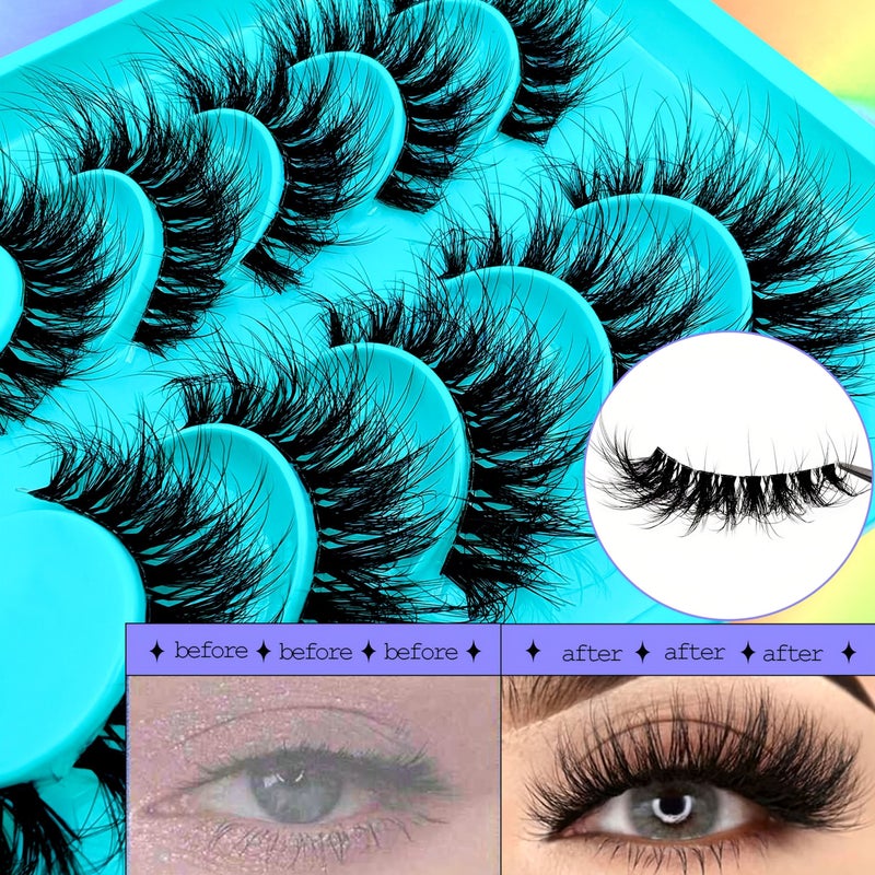 6 Pairs 3D Fluffy Cat Eye False Eyelashes Transparent Crisscross Design Volume Density Comfortable Versatile For Daily Makeup Various Occasions - Image 5