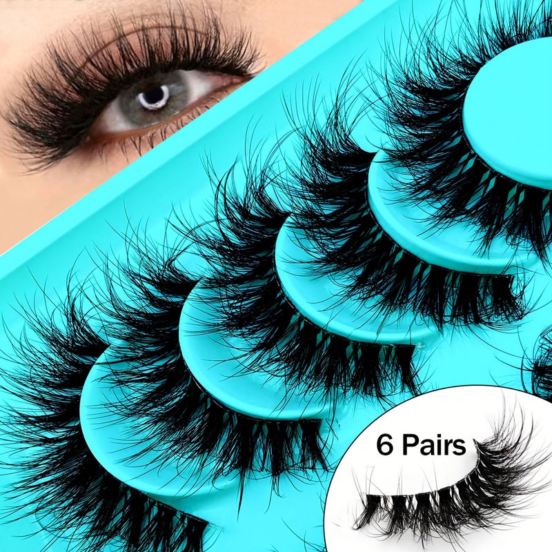 6 Pairs 3D Fluffy Cat Eye False Eyelashes Transparent Crisscross Design Volume Density Comfortable Versatile For Daily Makeup Various Occasions - Image 1
