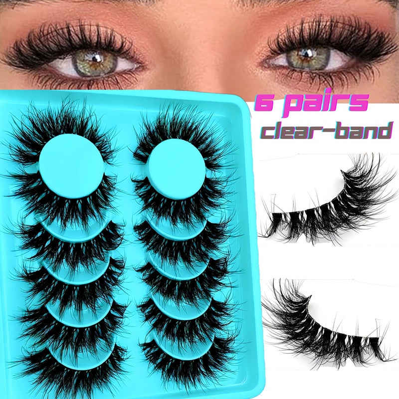 6 Pairs 3D Fluffy Cat Eye False Eyelashes Transparent Crisscross Design Volume Density Comfortable Versatile For Daily Makeup Various Occasions - Image 4
