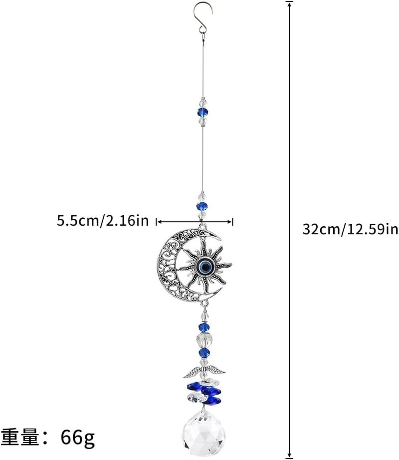 MENGSOOD Evil Eye Car Hanging Ornament Blue Evil Eye For Rear View Mirror Good Luck Charm Window Hanging Sun Catcher Decor Car Amulet Ornament For Protection & Blessing Moon Star - Image 5