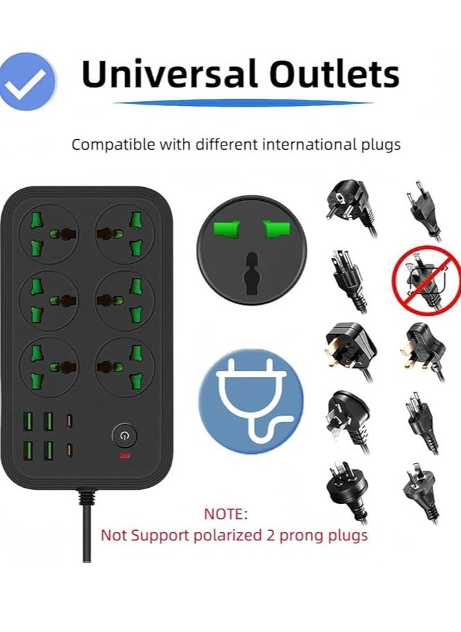 Generic Power Socket ELECTROPRIME Compatible for T24 2m 3000W 6 Plugs + PD + 4-USB Ports Multifunctional Flame-Retardant Socket with Switch  - Image 3