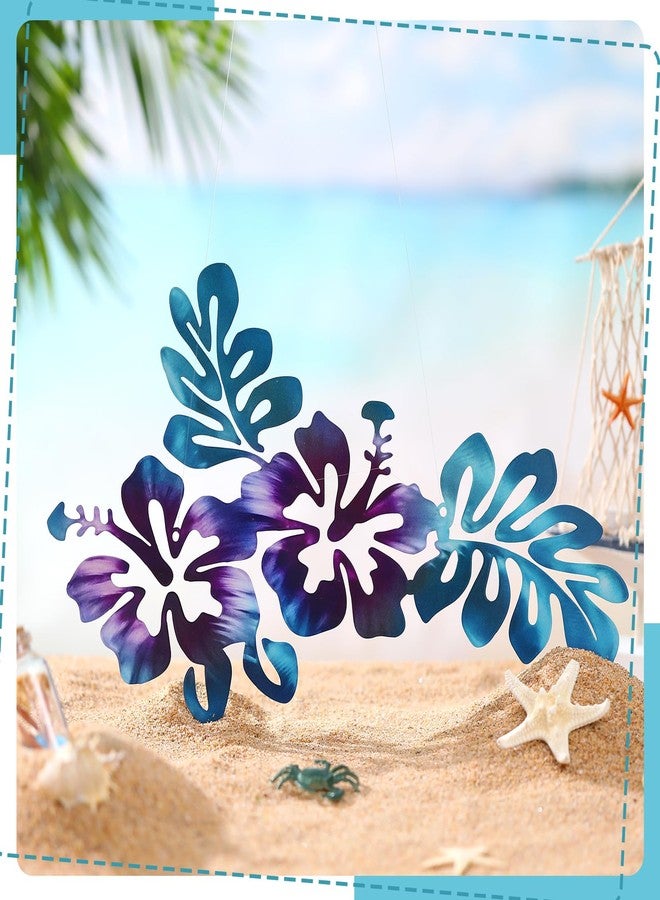 Tandefio Metal Hibiscus Flowers Wall Decor Hawaii Wall Art Rustic Tropical Flowers Decor Summer Vintage Tropical Plant Plaque for Home Bathroom - Image 3