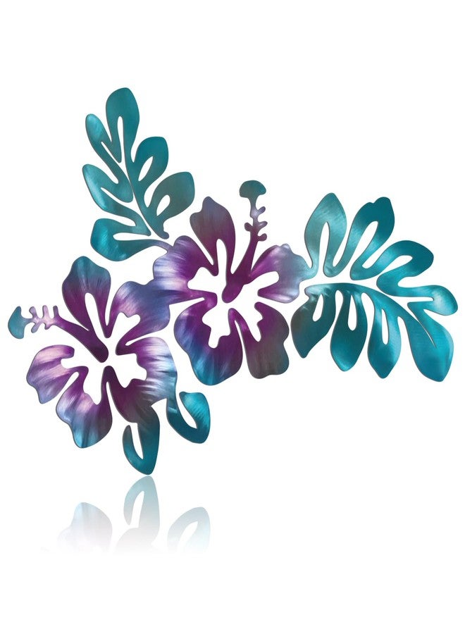 Tandefio Metal Hibiscus Flowers Wall Decor Hawaii Wall Art Rustic Tropical Flowers Decor Summer Vintage Tropical Plant Plaque for Home Bathroom - Image 1