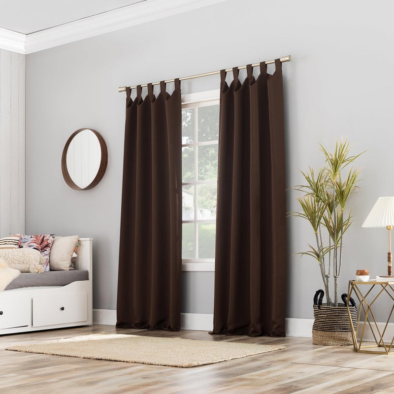 Sun Zero Easton Energy Saving Blackout Tab Top Curtain Panel, 40" x 84", Chocolate - Image 4