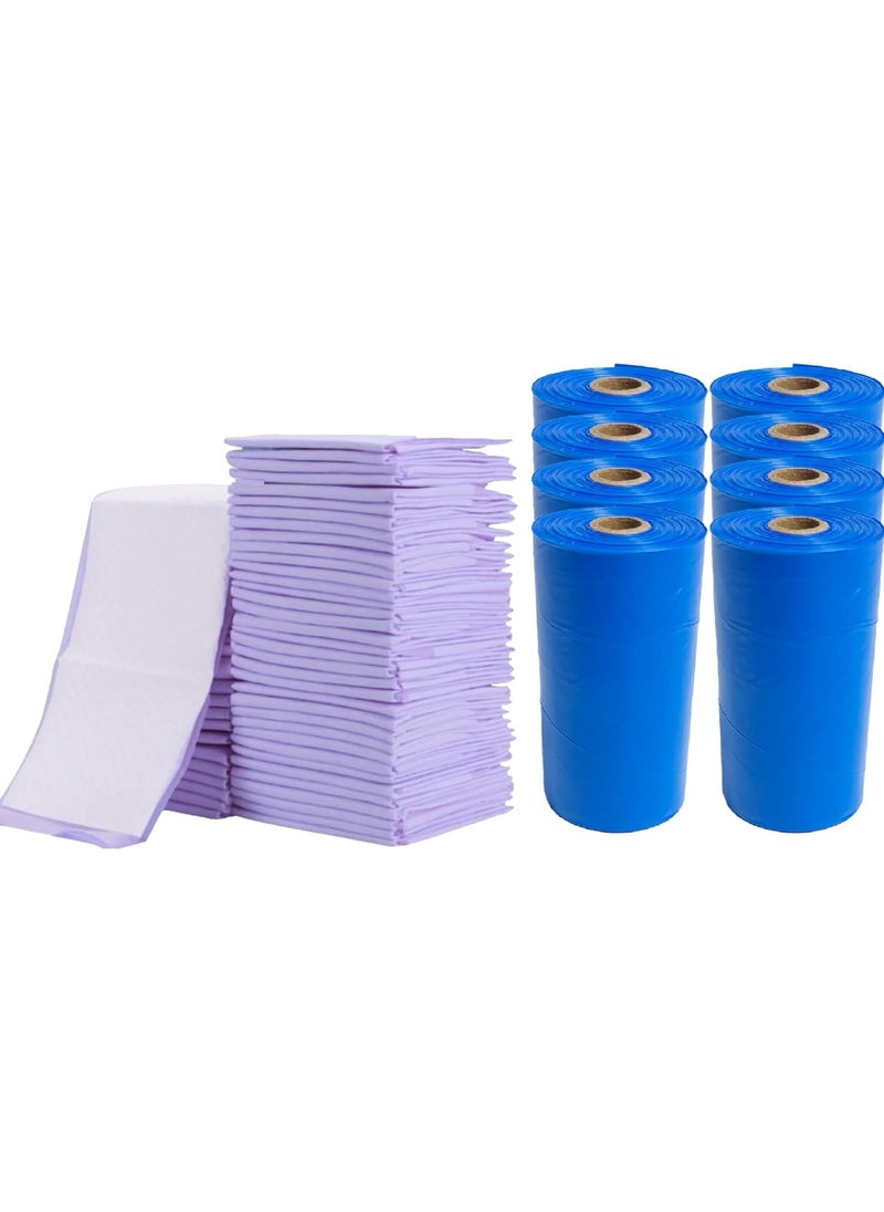 Cute 'n' Cuddle Cute 'n' Cuddle Disposable Changing Mat 60cmX45cm (90, Blue) With 90 Scented bags Blue  - Image 1