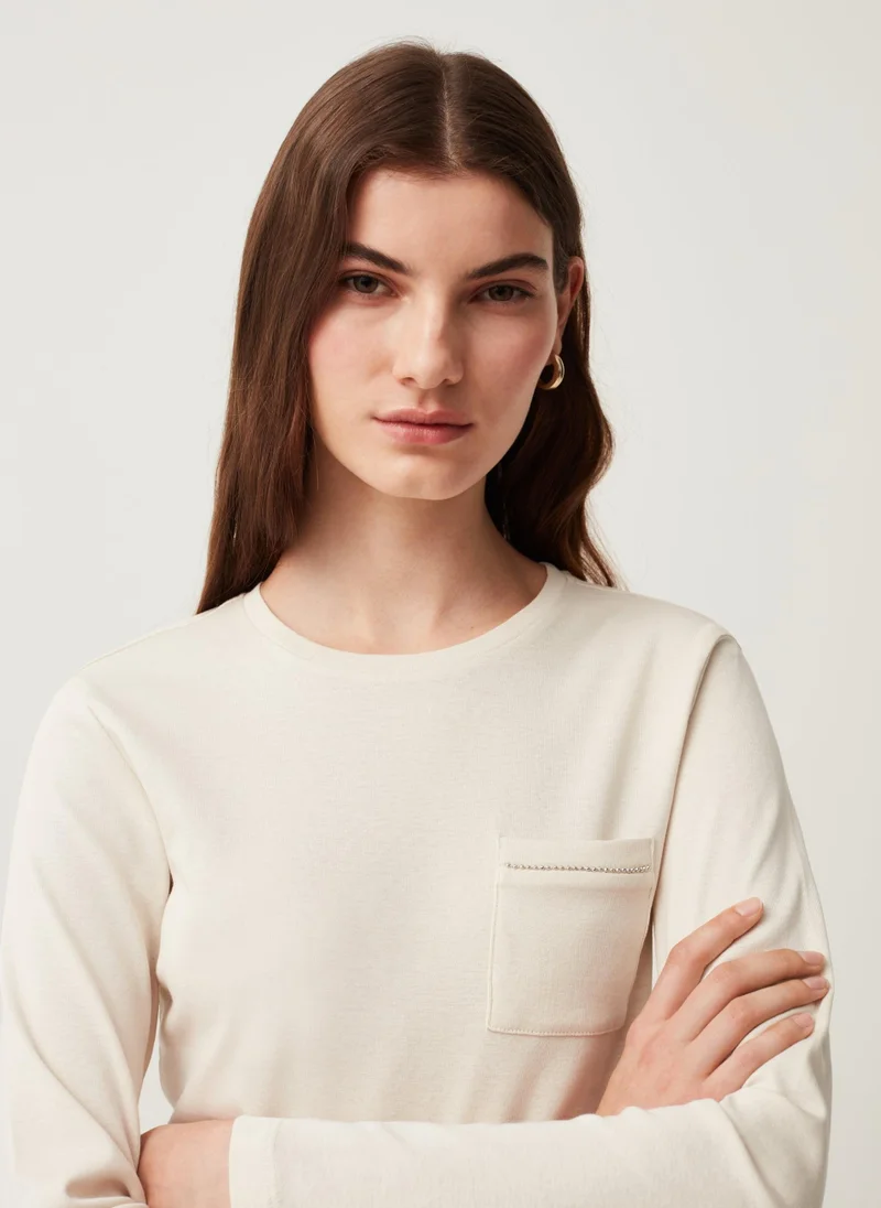 او في اس Ovs Womens Long-Sleeved T-Shirt With Pocket