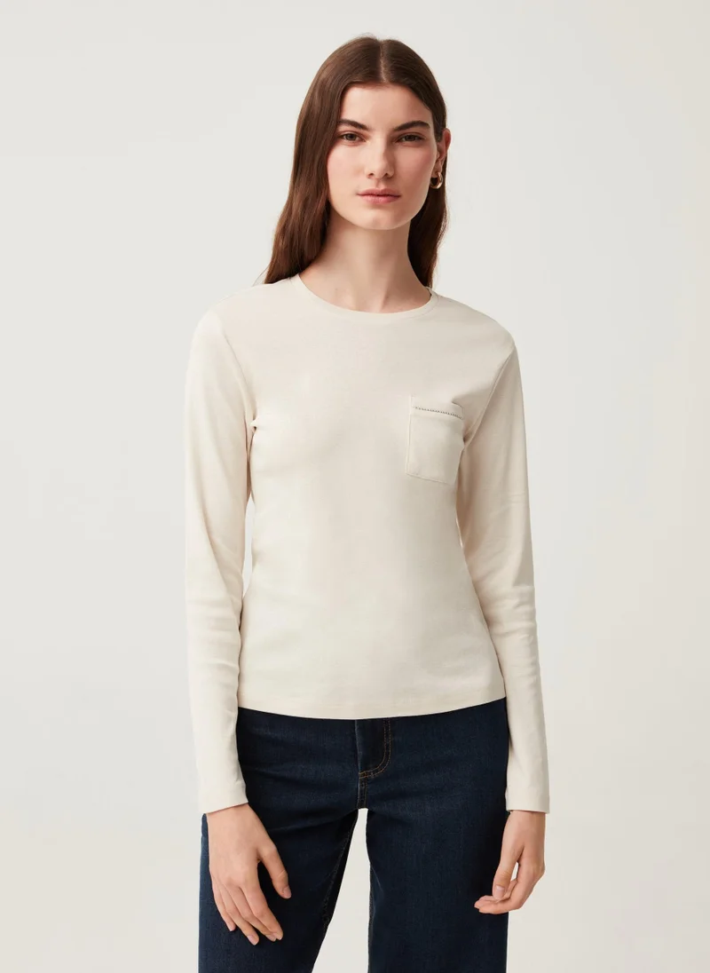 او في اس Ovs Womens Long-Sleeved T-Shirt With Pocket