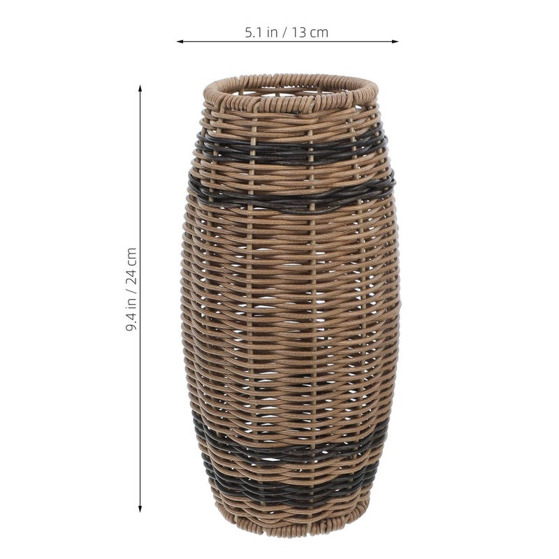 Hand Woven Rattan Tall Vase for Floor or Desktop Boho Home Office Decor Flower Arrangement - Image 3