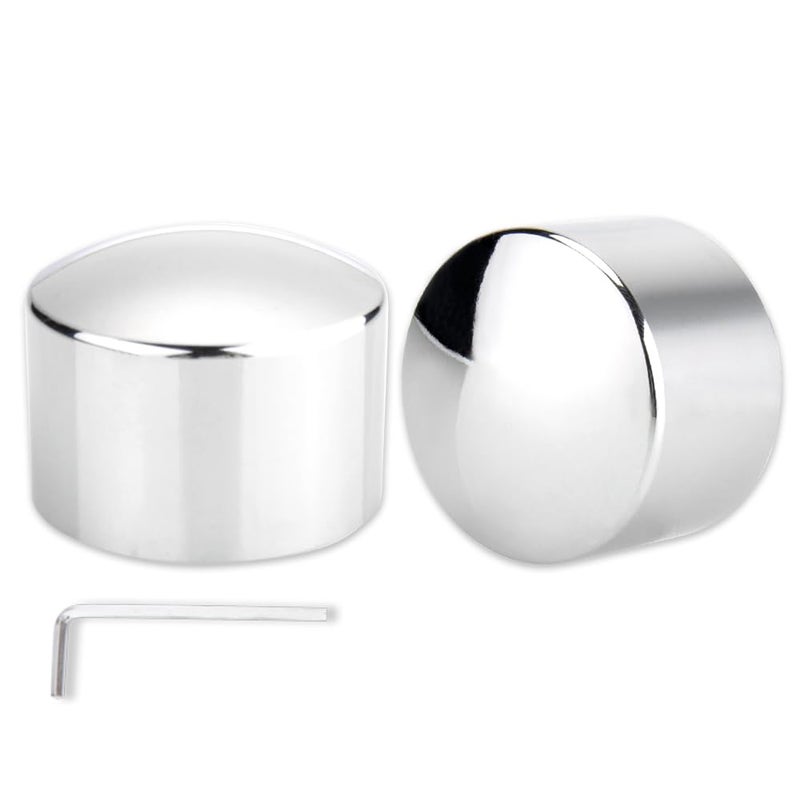 Front Axle Nut Covers CNC Black Chrome Caps Compatible with Harley Davidson Touring Trike Dyna Softail VRSC XG XL AChrome