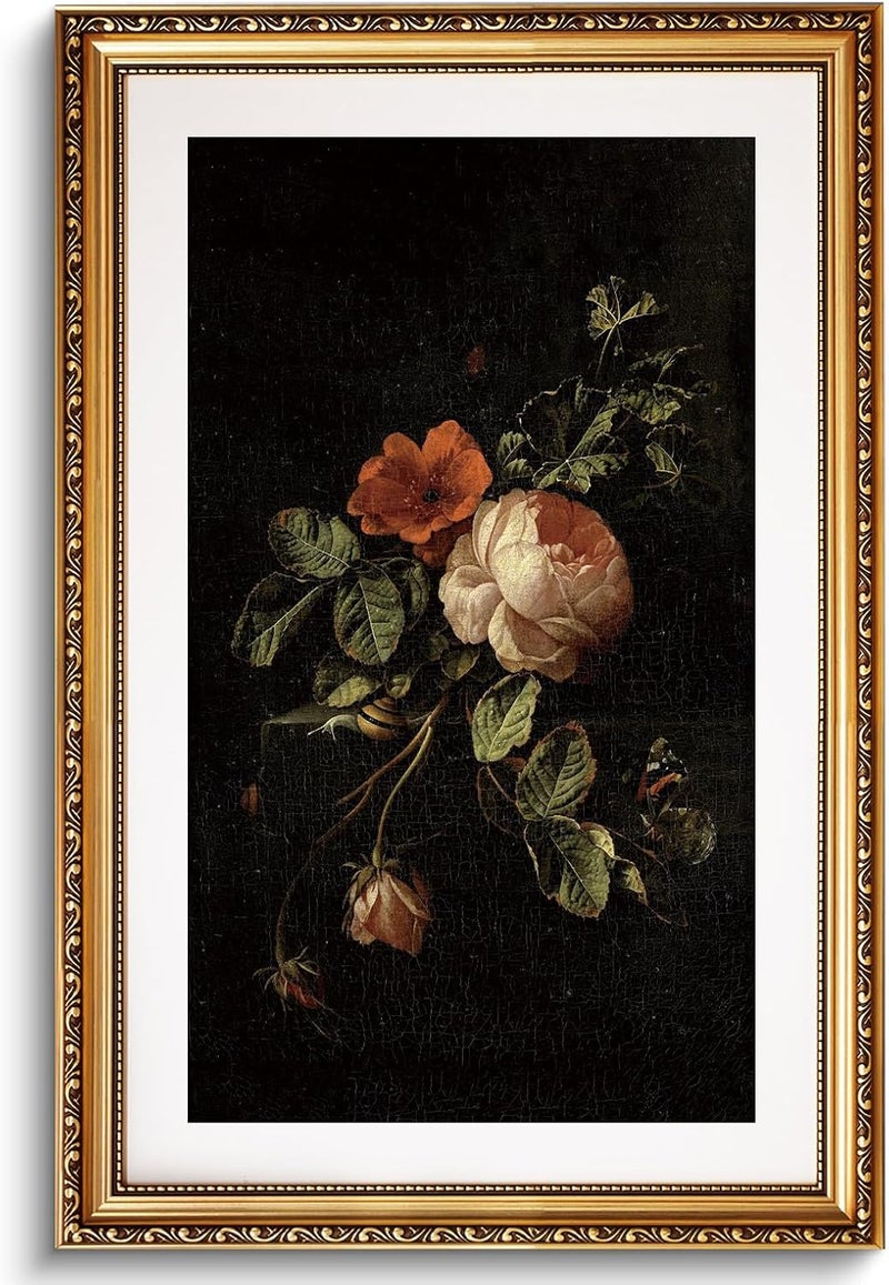 ARPEOTCY عمل فني جداري كبير مؤطر على الطراز العتيق 50.8 × 76.2 سم صورة ورد رجعية عتيقة عمل فني كانفاس إطار فيكتوري ديكور حائط لغرفة المعيشة وغرفة النوم - Image 1
