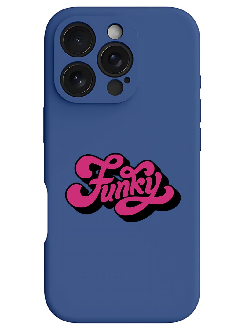 Theodor iPhone 16 Pro Max Blue Protective Slim Fit Case Liquid Silicone Cover with Full Body Protection Anti-Scratch Shockproof Case For iPhone - Funky-01 - Image 1