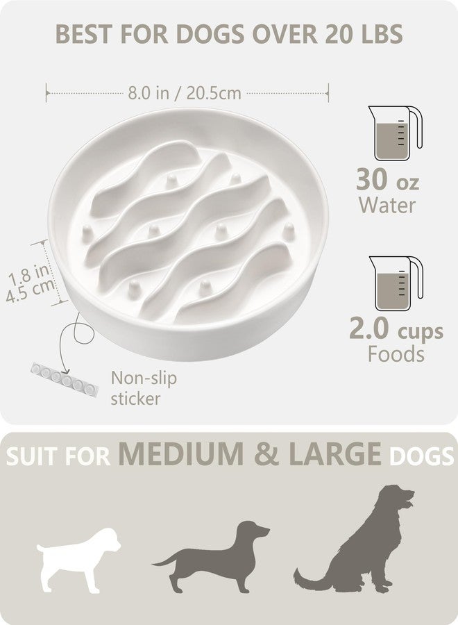 MOPANG Ceramic Slow Feeder Dog Bowls for Medium and Large Dogs, 2.0 Cups Dog Slow Feeder for Fast Eater, 30oz, 8in, White - Image 5