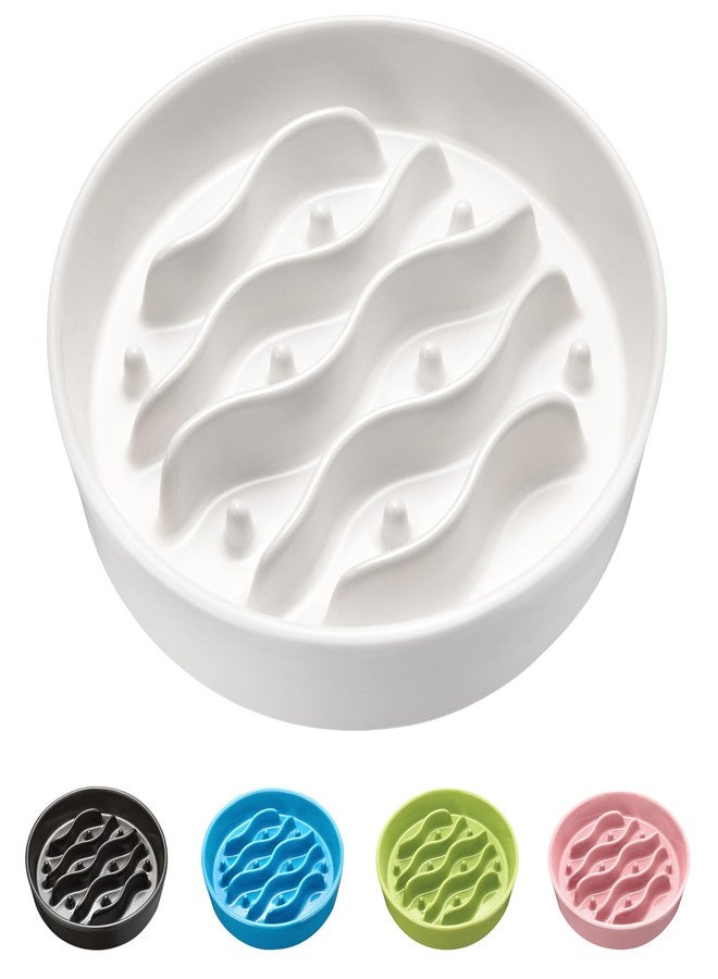 MOPANG Ceramic Slow Feeder Dog Bowls for Medium and Large Dogs, 2.0 Cups Dog Slow Feeder for Fast Eater, 30oz, 8in, White - Image 1