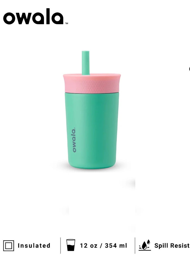 12OZ Kids Insulation Stainless Steel Tumbler with Spill Resistant Flexible Straw, Easy to Clean, Kids Water Bottle, Great for Travel, Dishwasher Safe - Image 1