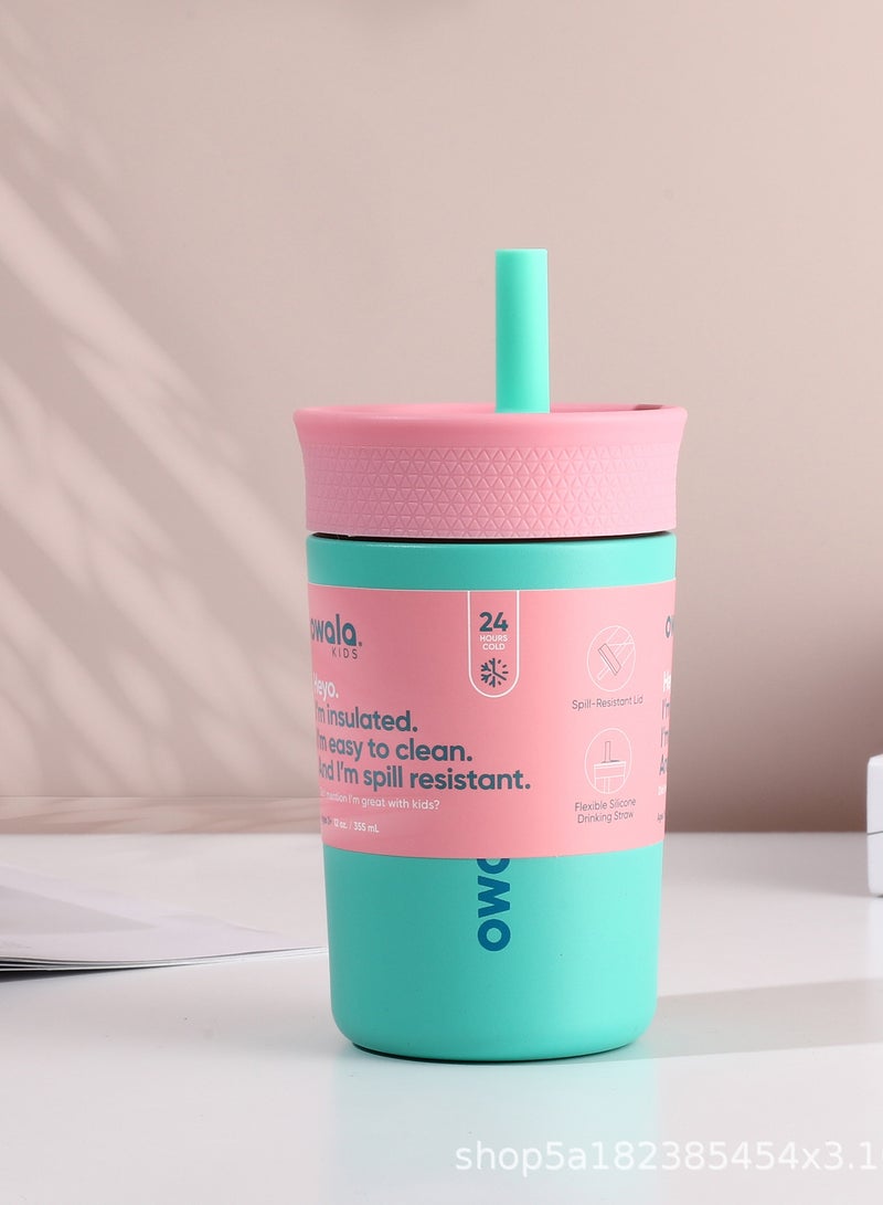 12OZ Kids Insulation Stainless Steel Tumbler with Spill Resistant Flexible Straw, Easy to Clean, Kids Water Bottle, Great for Travel, Dishwasher Safe - Image 5