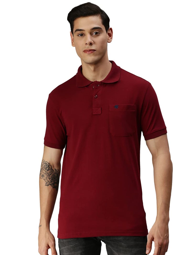 ONN Men's Solid Regular Fit Polo NC432_MRN_1PC_Maroon_L - Image 1