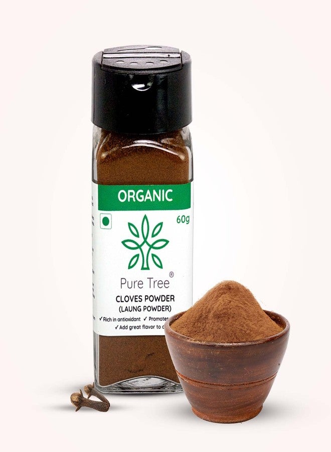 Pure Tree Certified Organic Laung Powder | 60 Gm | Glass Jar | Organic Clove Powder | Lavang Powder | Aromatic & Flavorful Ground Clove Spice | Dried Cloves Masala | Lavangam - Image 1