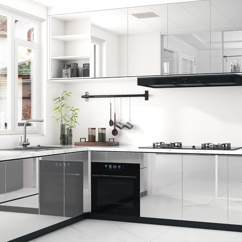 HAPPYMATES DIY Reflective Mirror Stickers Flexible Peel and Stick Wallpaper for Cabinets Self Adhesive sticker for Countertop Furniture Drawer Liner (Silver Refletion wall Sticker, 30cm X 24"inch 2pc) - Image 2