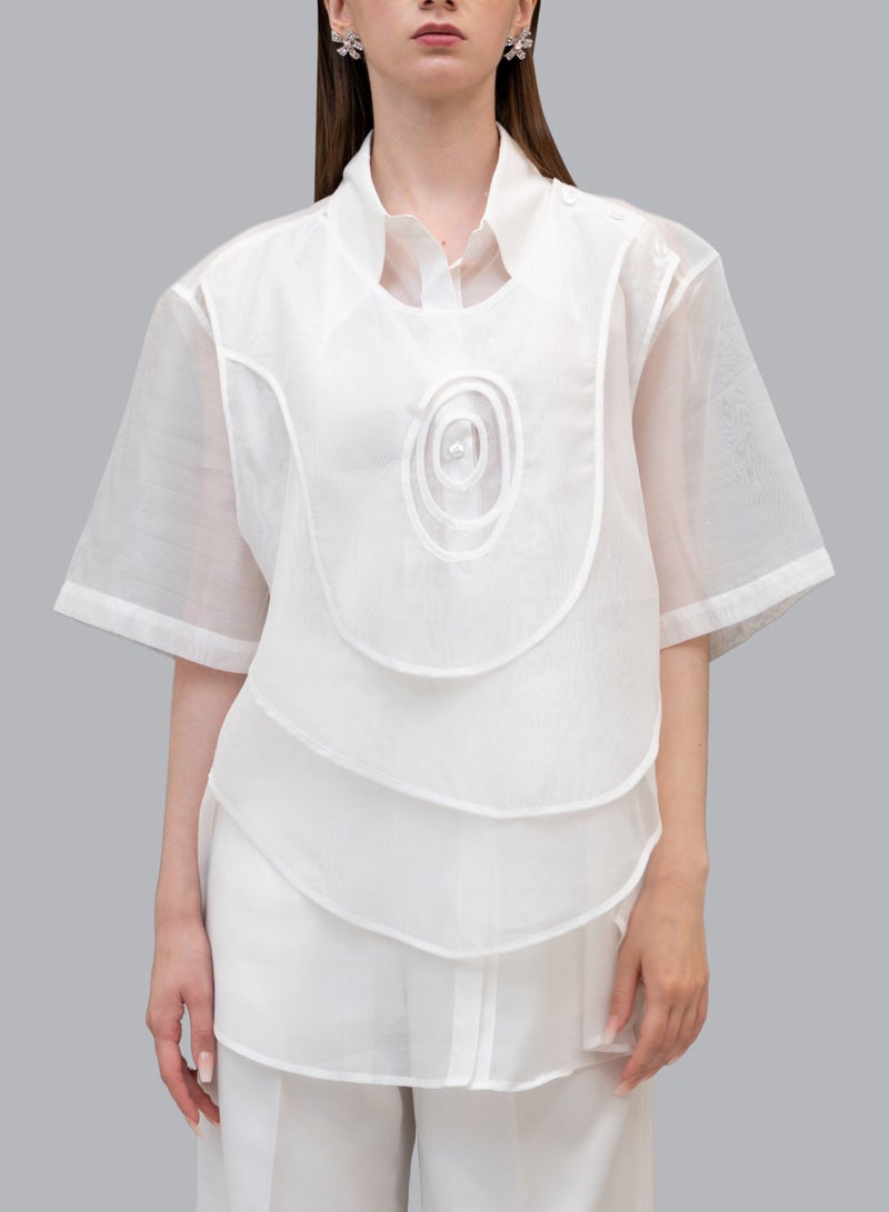 CAOSTU • WHITE MULTI-LAYER SHIRT  - Image 3