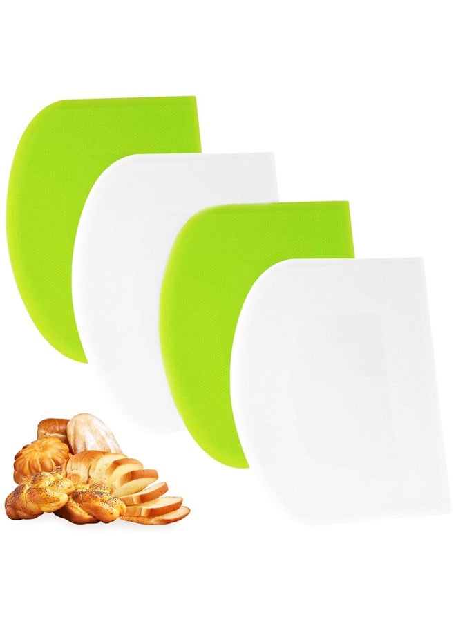 4 Pcs Dough Scraper Sharp-Edged Multi-Angle Cake Scraper Non-Slip Baking Tool Decorating Tool Shaping Tool (White,Green) - Image 1