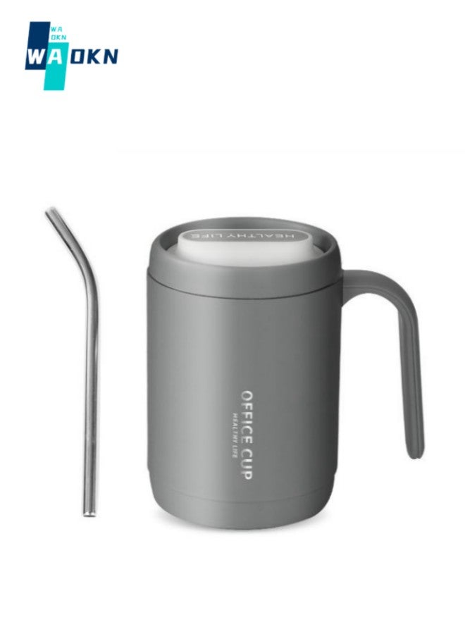 WAOKN Large Capacity Outdoor Handle Straw Mug, Office Home Tea and Coffee Cup with Lid, 304 Stainless Steel Liner Travel Mug, Suitable for Home, Office, Travel and Parties - Image 1