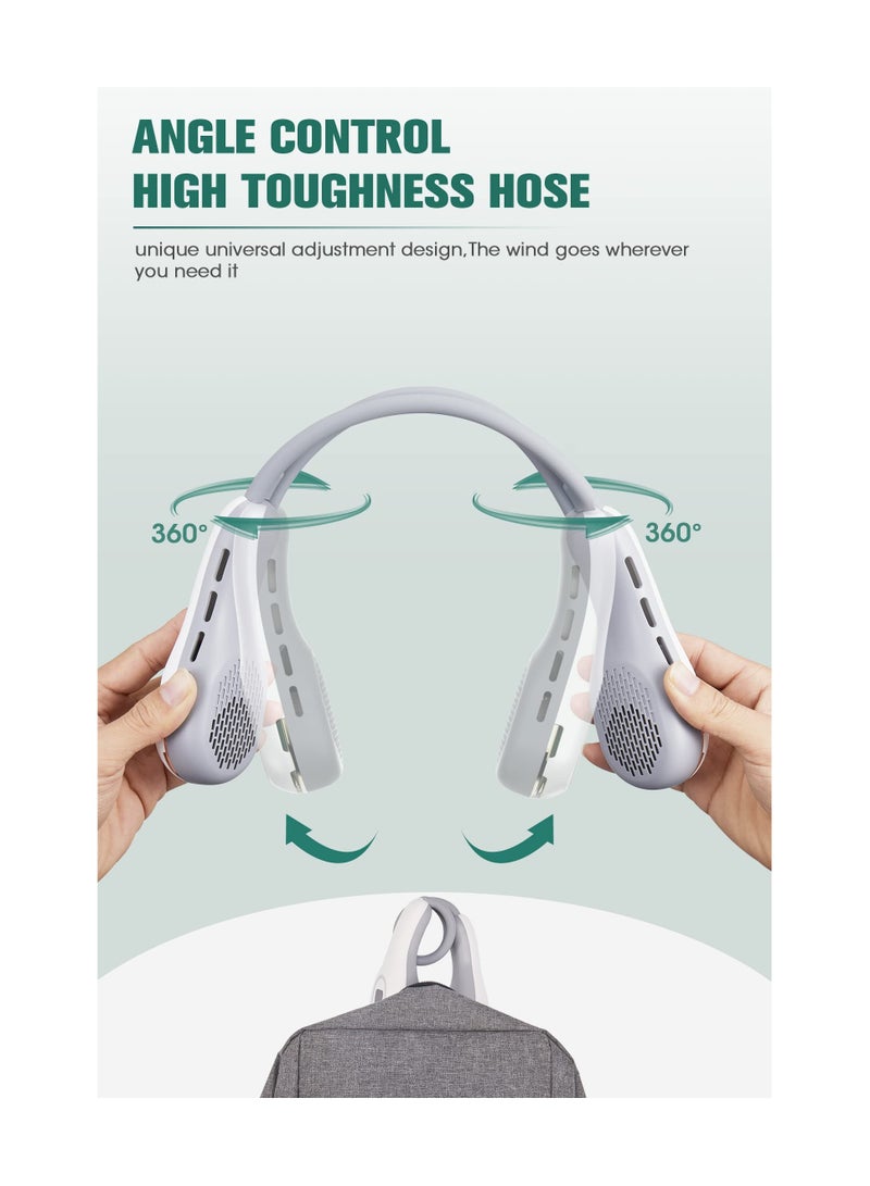 Excefore Portable Neck Fan, USB Rechargeable Personal Wearable Foldable Fan 4000 mAh Battery Faster Cooling 3 Speeds Adjustable Conditioner with LED Light - 7 Colors Light for Travel Camping - Image 4