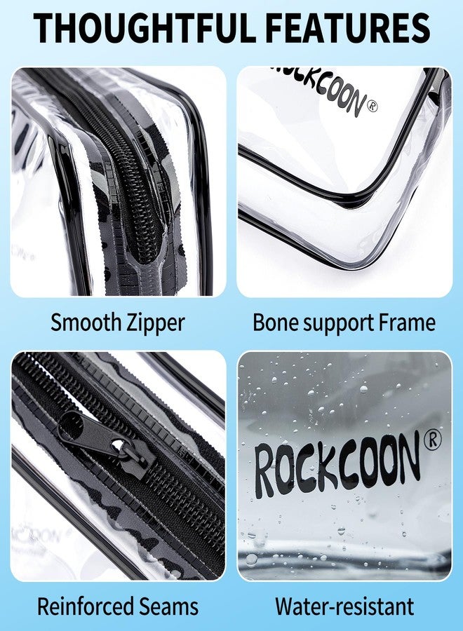 ROCKCOON Clear Travel Toiletry Bag, TSA Approved Organizer Portable Travel Makeup Pouch with Zipper, PVC Cosmetic for Airport Airline Compliant Bag 2 Pack - Image 2