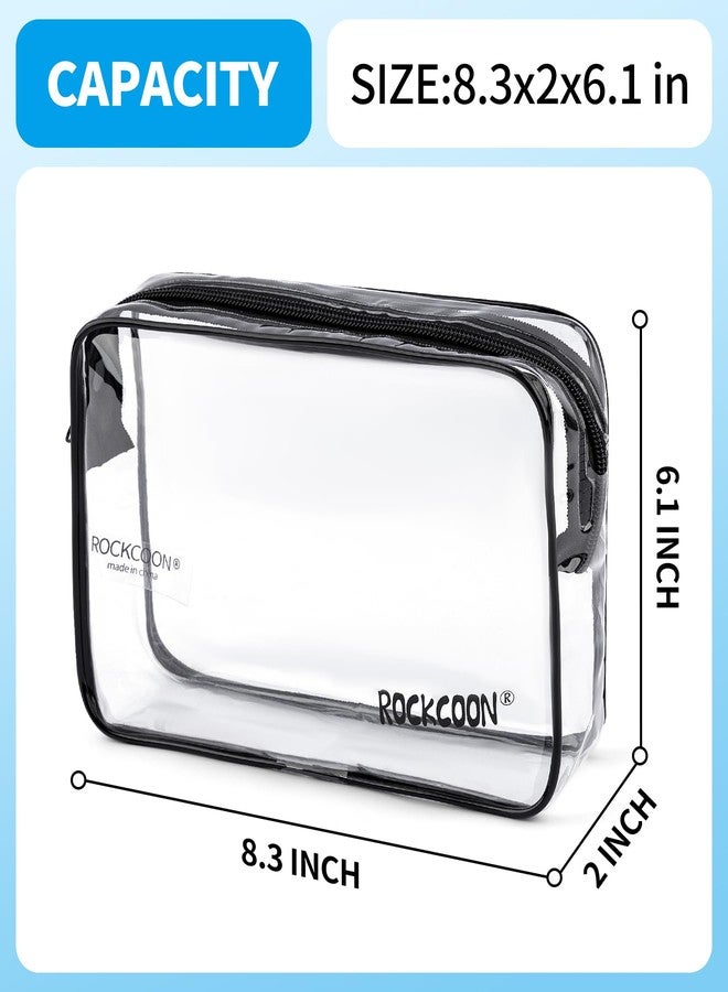 ROCKCOON Clear Travel Toiletry Bag, TSA Approved Organizer Portable Travel Makeup Pouch with Zipper, PVC Cosmetic for Airport Airline Compliant Bag 2 Pack - Image 5