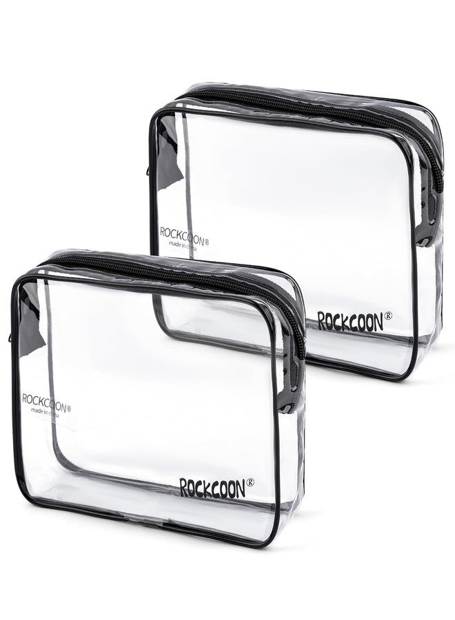 ROCKCOON Clear Travel Toiletry Bag, TSA Approved Organizer Portable Travel Makeup Pouch with Zipper, PVC Cosmetic for Airport Airline Compliant Bag 2 Pack - Image 1