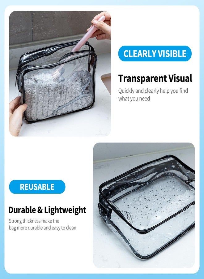ROCKCOON Clear Travel Toiletry Bag, TSA Approved Organizer Portable Travel Makeup Pouch with Zipper, PVC Cosmetic for Airport Airline Compliant Bag 2 Pack - Image 3