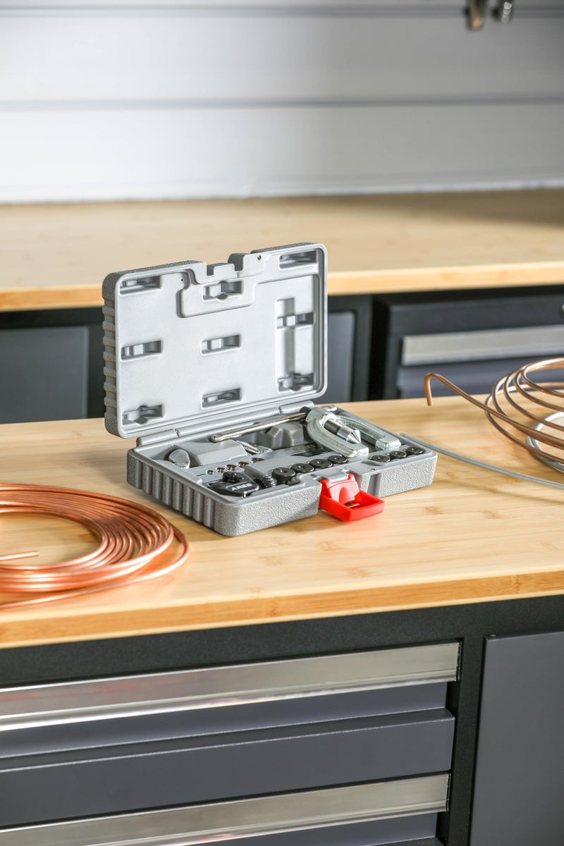 ARES 18019 - Double Flaring Tool Set with Extra Adapters- Use on Copper, Aluminum, Soft Steel Brake Line and Brass Tubing - Includes Mini Tubing Cutter and Storage Case - Image 5