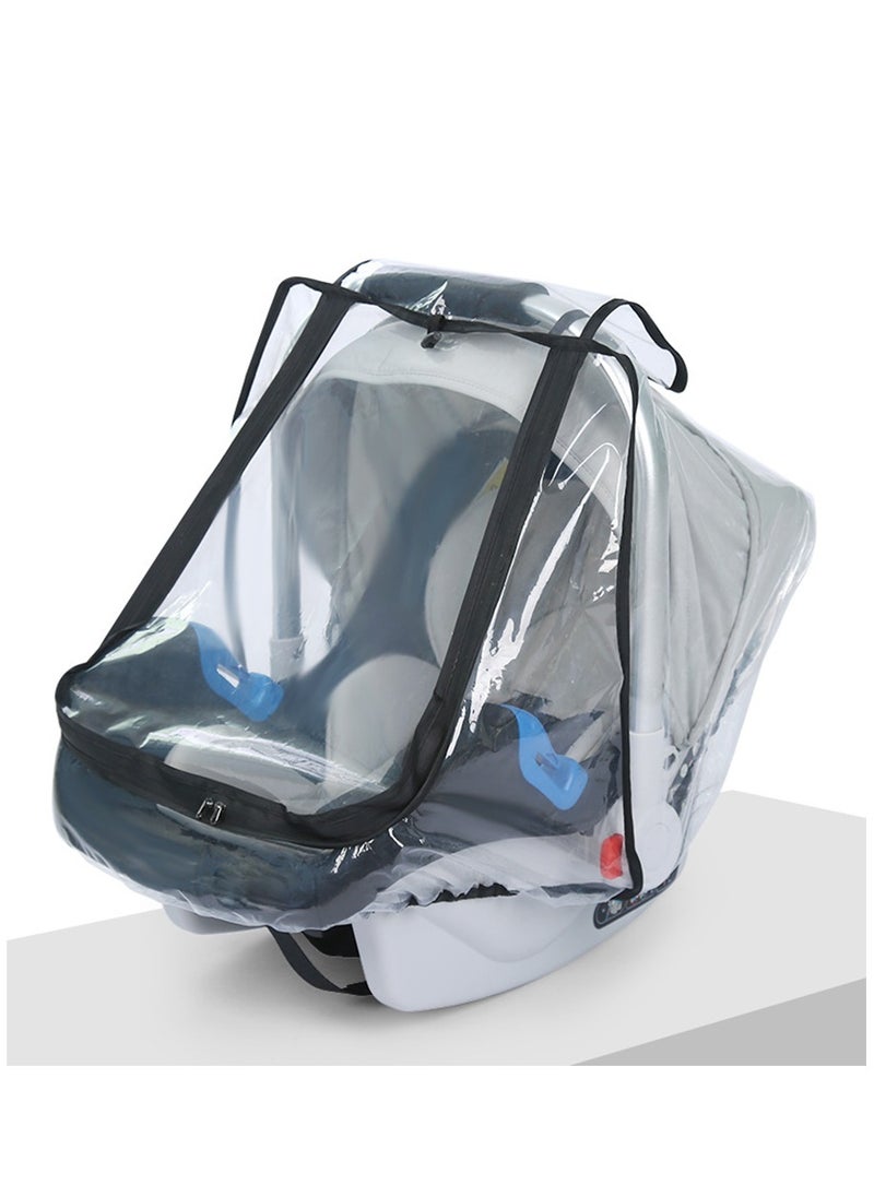 XiuWoo - Windproof Waterproof Foldable Universal Car Seat Rain Cover, Baby Carrier Rain cover, Infant Car Seat Weather Shield with Zipper Door, Side Ventilation, Clear Window - Image 1