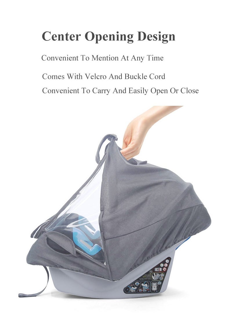 XiuWoo - Windproof Waterproof Foldable Universal Car Seat Rain Cover, Baby Carrier Rain cover, Infant Car Seat Weather Shield with Zipper Door, Side Ventilation, Clear Window - Image 1
