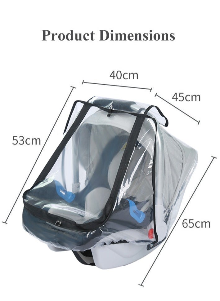 XiuWoo - Windproof Waterproof Foldable Universal Car Seat Rain Cover, Baby Carrier Rain cover, Infant Car Seat Weather Shield with Zipper Door, Side Ventilation, Clear Window - Image 1