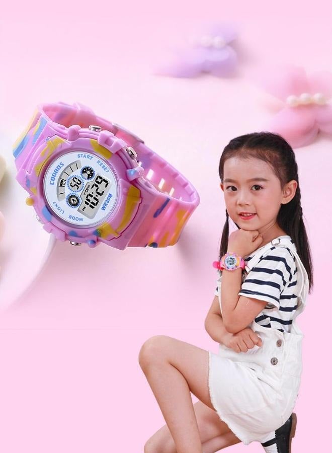Coobos 4PCS Children's Waterproof Rubber Digital Watch(Black/Blue/Pink/Yellow)  - Image 2