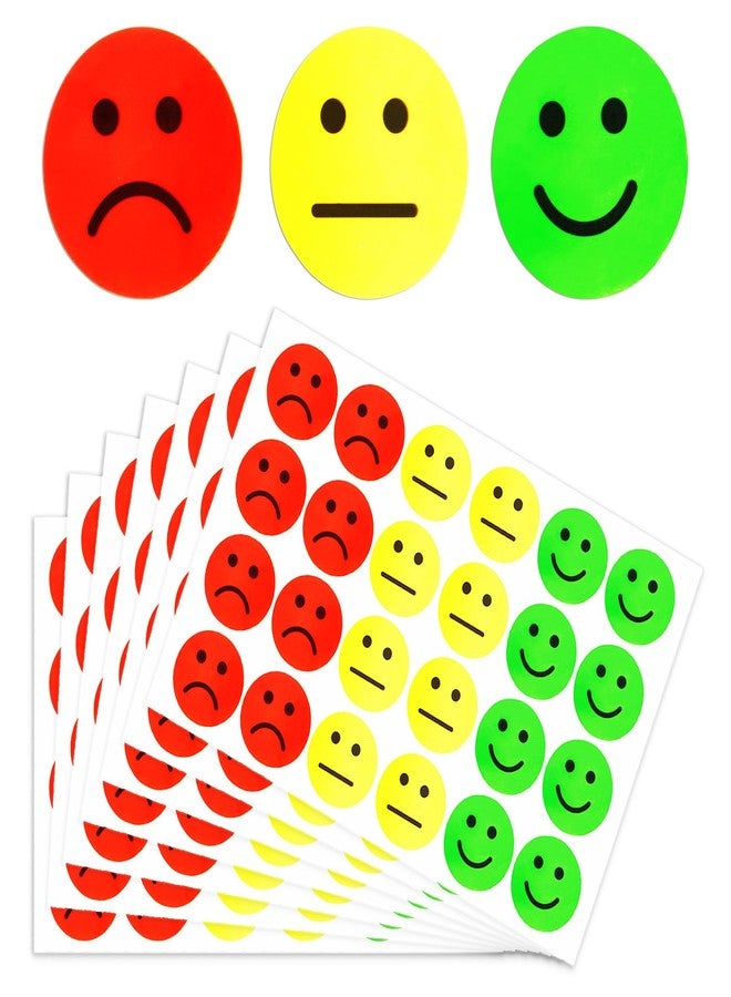 Domthent 1800 PCS Happy & Sad Smile Face Stickers - 1 Inch Happy Face & Emotion Stickers in Red, Yellow & Green - Classroom Reward & Emotion Labels for Students, Behavior Charts & Teachers (1800) - Image 1