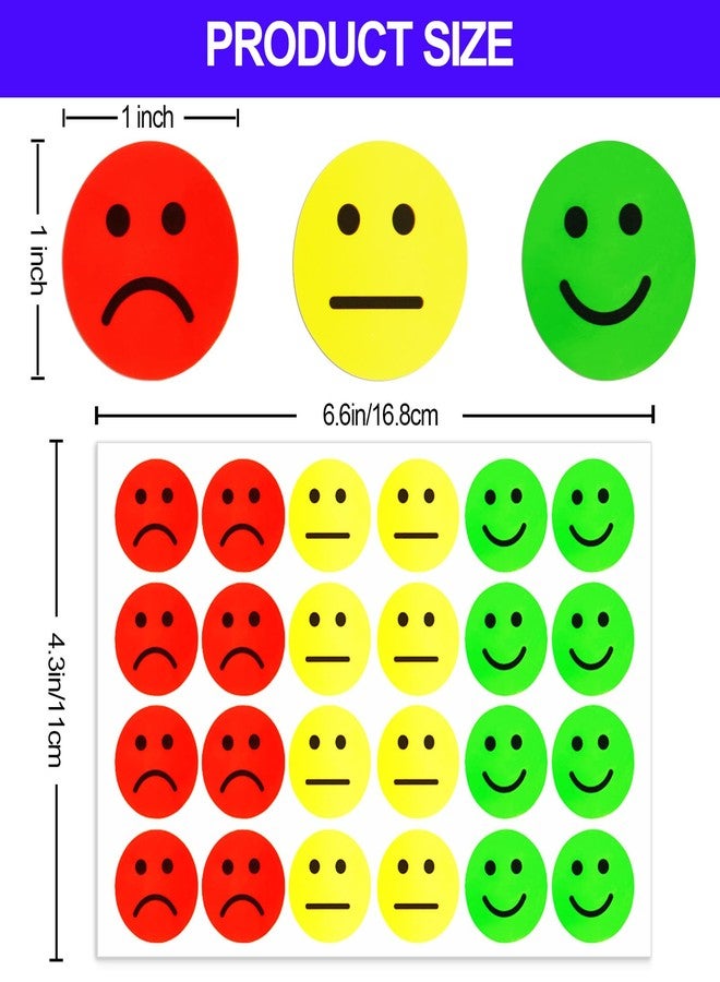 Domthent 1800 PCS Happy & Sad Smile Face Stickers - 1 Inch Happy Face & Emotion Stickers in Red, Yellow & Green - Classroom Reward & Emotion Labels for Students, Behavior Charts & Teachers (1800) - Image 2