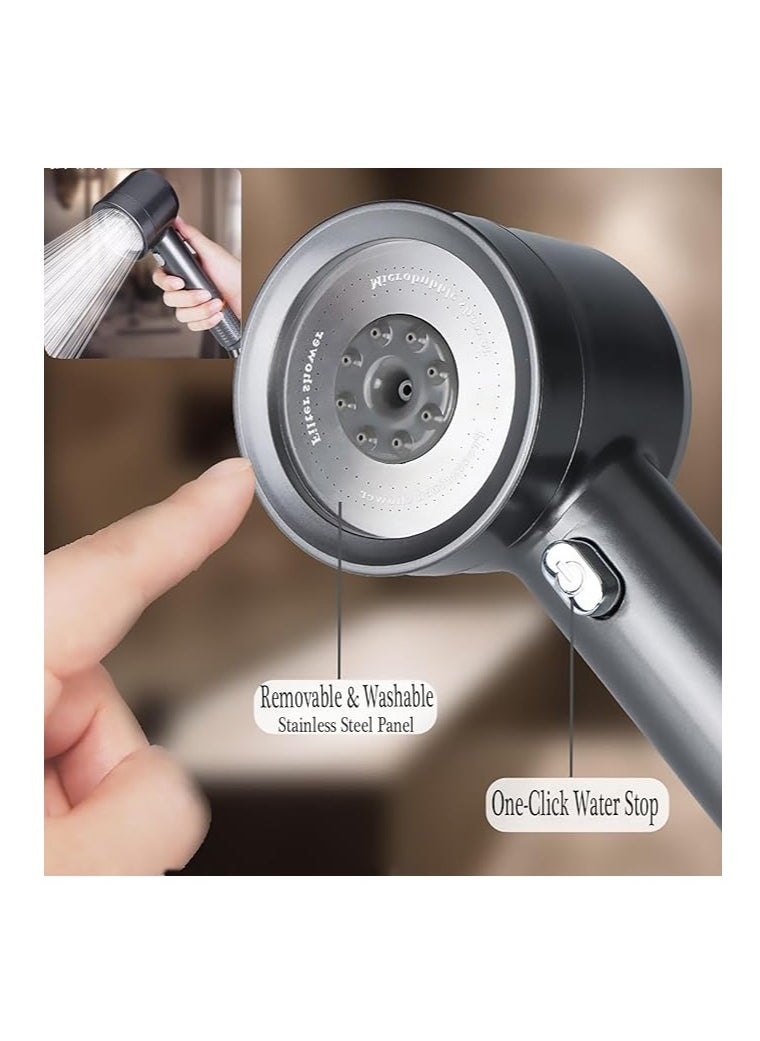 OUYoo - OUYoo High Pressure Handheld Shower Head with Cotton Filter, 4 Modes Water Saving Filter, Pause Switch, Luxury Chrome Silver Showerhead for Healthier Bathing Experience.(Silver) - Image 1