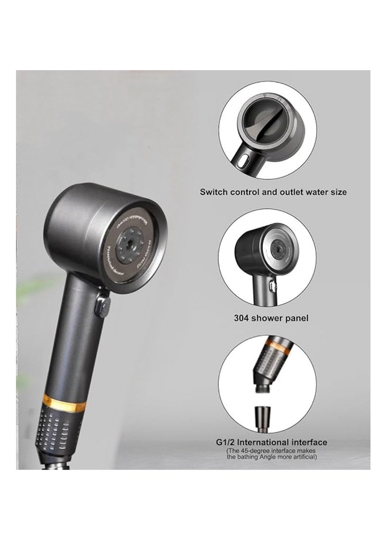 OUYoo - OUYoo High Pressure Handheld Shower Head with Cotton Filter, 4 Modes Water Saving Filter, Pause Switch, Luxury Chrome Silver Showerhead for Healthier Bathing Experience.(Silver) - Image 1