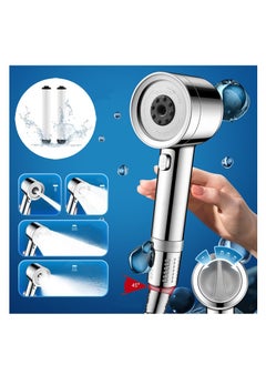 OUYoo OUYoo High Pressure Handheld Shower Head with Cotton Filter, 4 Modes Water Saving Filter, Pause Switch, Luxury Chrome Silver Showerhead for Healthier Bathing Experience.(Silver)  - Image 1