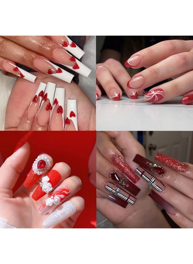XIELIME - Nail Art Glitter Sequins 6 Boxes Red Crystal Diamond Nail Powder 3D Holographic Nail Art Powder Shiny Flakes Acrylic Nail Glitters Set For Valentine'S Day Nail Decoration Manicure Tips Charms - Image 1
