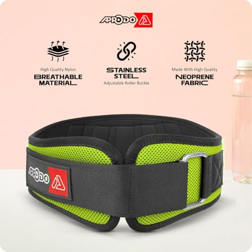 APRODO Power Guidance Nylon Weightlifting Belt Lumbar Waist Support Trainer Protector Belts for Weight Lifting Fitness Sport Gym for Men and Women (GREEN, Large 34'' - 38'') - Image 3