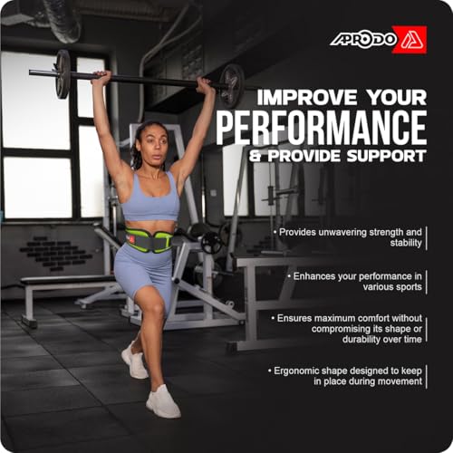 APRODO Power Guidance Nylon Weightlifting Belt Lumbar Waist Support Trainer Protector Belts for Weight Lifting Fitness Sport Gym for Men and Women (GREEN, Large 34'' - 38'') - Image 2