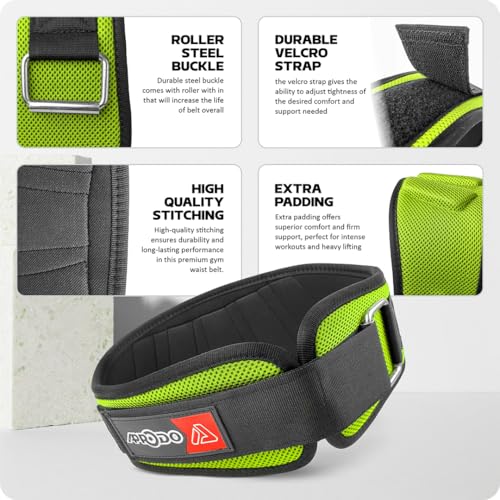 APRODO Power Guidance Nylon Weightlifting Belt Lumbar Waist Support Trainer Protector Belts for Weight Lifting Fitness Sport Gym for Men and Women (GREEN, Large 34'' - 38'') - Image 5