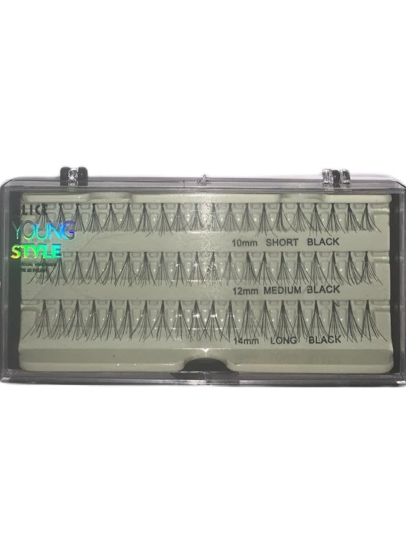 أليس رموش فردية من يونغ ستايل، مصنوعة يدويًا، فنية، 60 رمشًا، رقم المنتج: AS-7، أسود