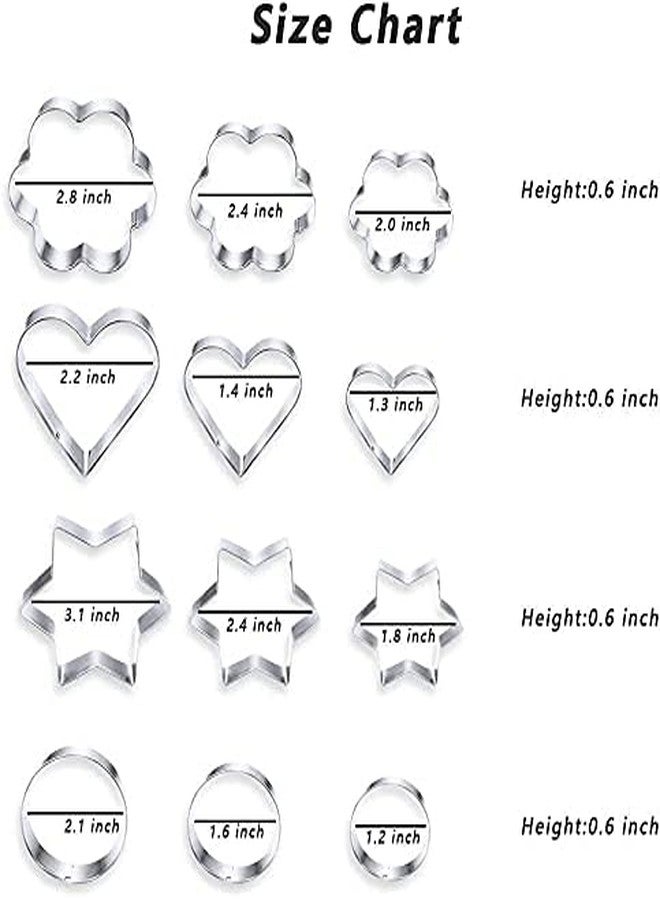 RIGJAK Cookie Cutter Stainless Steel Cookie Cutter with 4 Shape 3 Sizes Heart Round, Star and Flower(12 Pieces) - Image 2