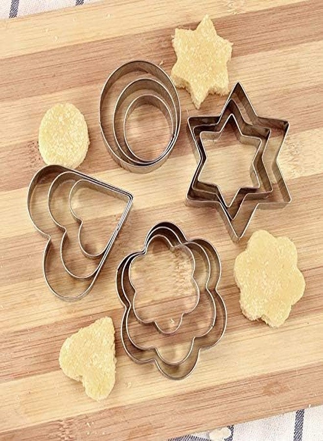 RIGJAK Cookie Cutter Stainless Steel Cookie Cutter with 4 Shape 3 Sizes Heart Round, Star and Flower(12 Pieces) - Image 4