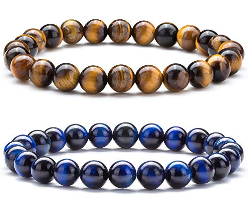 Hamoery Men Women 8mm Natural Stone Lava Rock Diffuser Bracelet Elastic Yoga Agate Beads Bracelet Bangle - Image 1